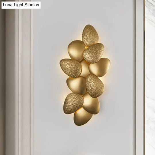 Modern Stainless Steel Squama Wall Light With Gold Accents - 3/6 Lights Bedroom Sconce Fixture