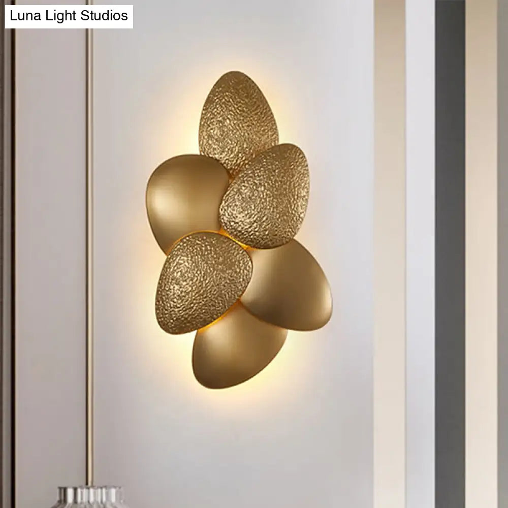 Modern Stainless Steel Squama Wall Light With Gold Accents - 3/6 Lights Bedroom Sconce Fixture