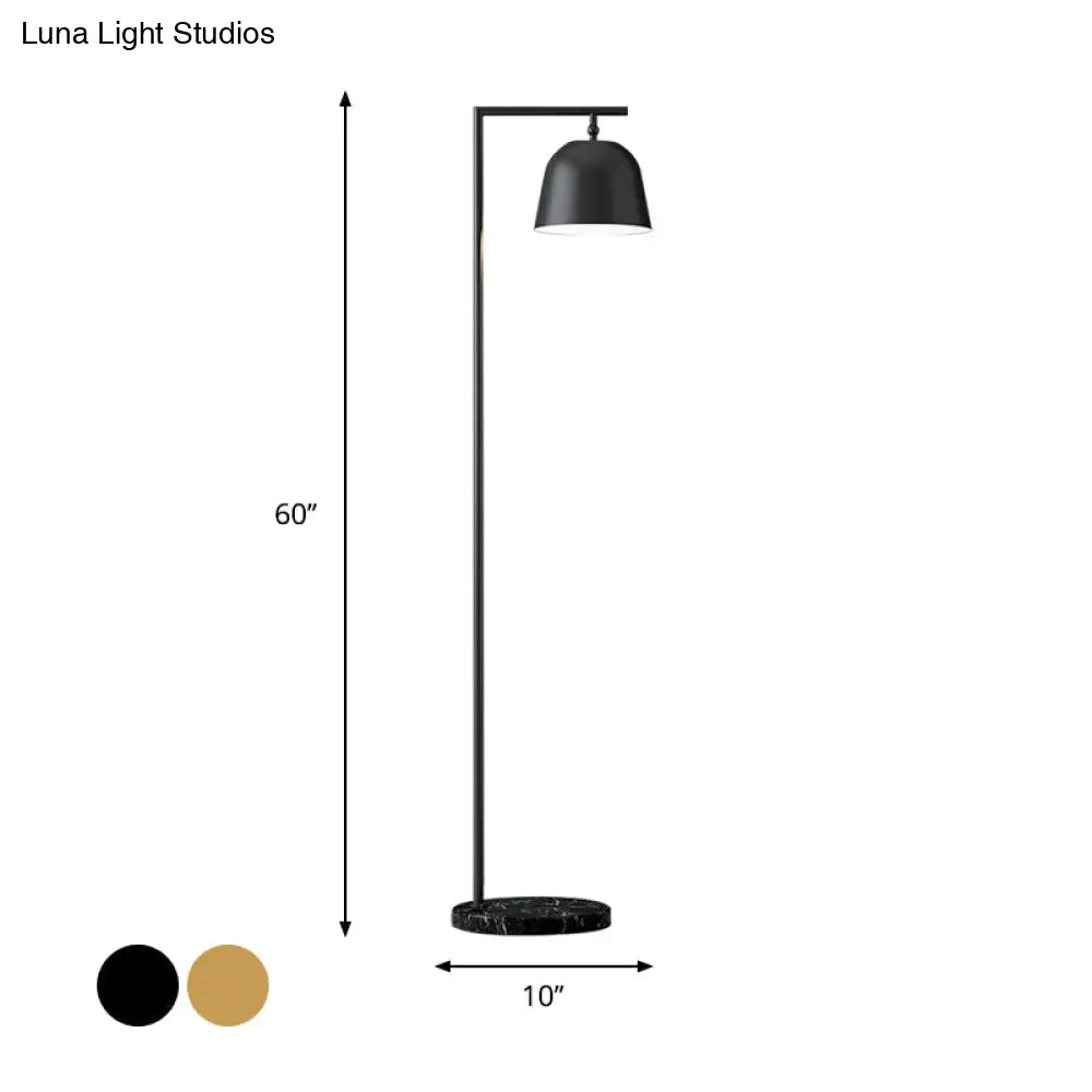 Modern Standing Metallic Floor Lamp In Black/Gold With Marble Base