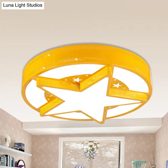 Modern Star Metal & Acrylic Bathroom Ceiling Light - Circle Flush Mount Lamp Yellow / 19.5 Third
