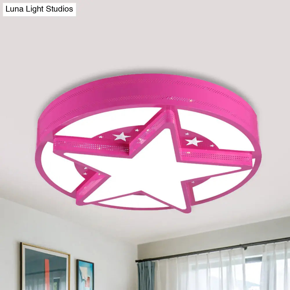 Modern Star Metal & Acrylic Bathroom Ceiling Light - Circle Flush Mount Lamp