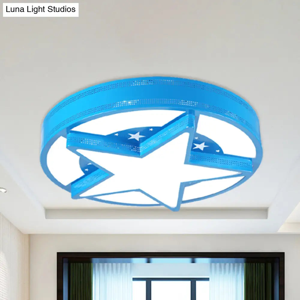 Modern Star Metal & Acrylic Bathroom Ceiling Light - Circle Flush Mount Lamp