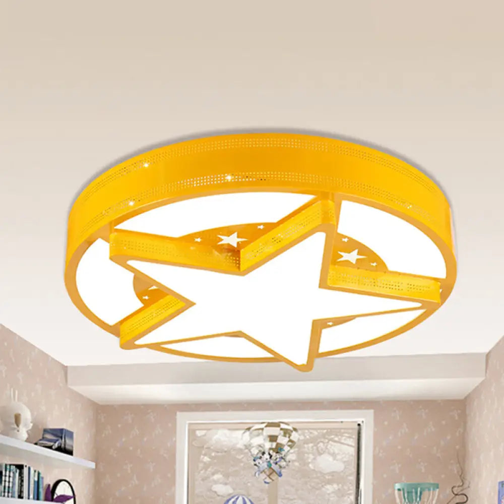 Modern Star Metal & Acrylic Bathroom Ceiling Light - Circle Flush Mount Lamp Yellow / 19.5’ Third