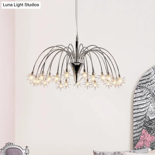 Modern Star-Shaped Crystal Chandelier Silver Finish Pendant Light (12/18 Lights)