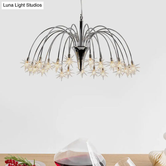 Modern Star-Shaped Crystal Chandelier Silver Finish Pendant Light (12/18 Lights)