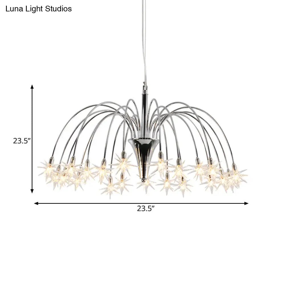 Modern Star-Shaped Crystal Chandelier Silver Finish Pendant Light (12/18 Lights)