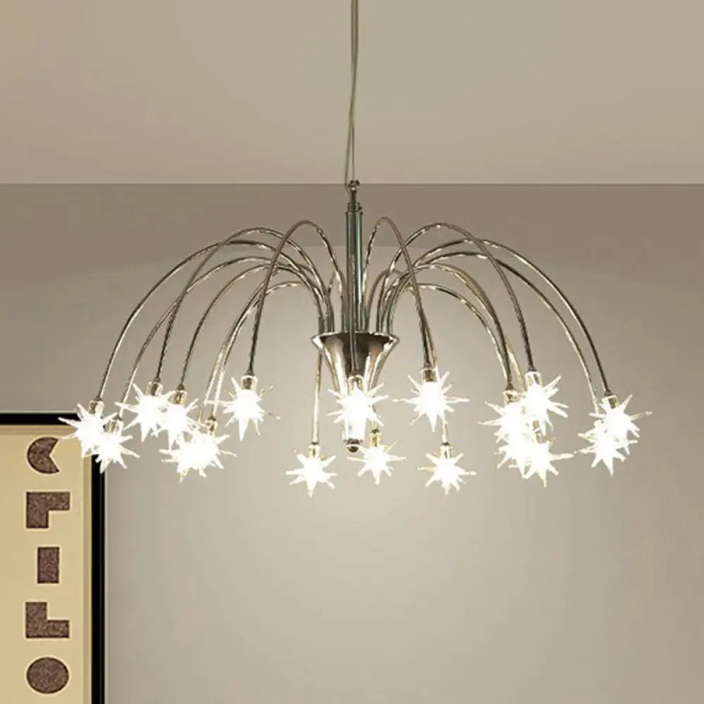 Modern Star-Shaped Crystal Chandelier Silver Finish Pendant Light (12/18 Lights) 18 /