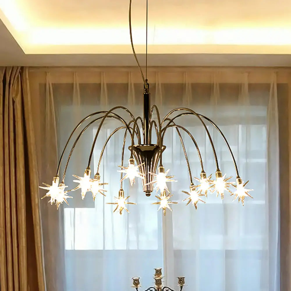 Modern Star-Shaped Crystal Chandelier Silver Finish Pendant Light (12/18 Lights) 12 /