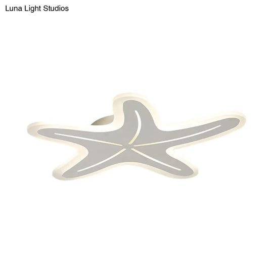 Modern Star Shaped Led Flush Light In Blue/Pink/White - Ideal For Kindergartens