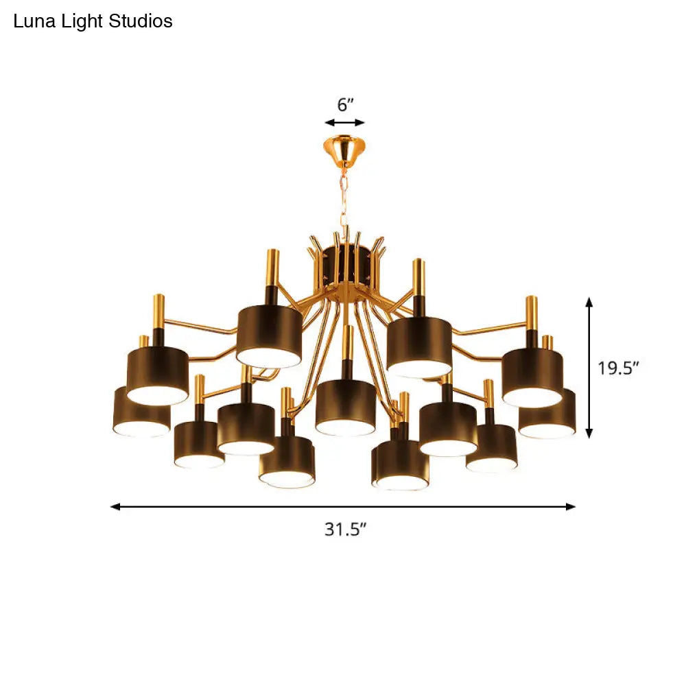 Modern Starburst Chandelier Light Metal Design With 12/15 Heads Black/White Ideal For Living Room