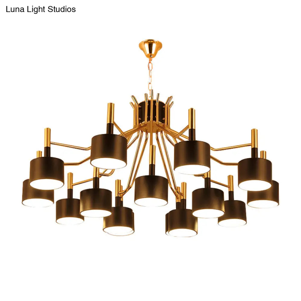 Modern Starburst Chandelier Light Metal Design With 12/15 Heads Black/White Ideal For Living Room