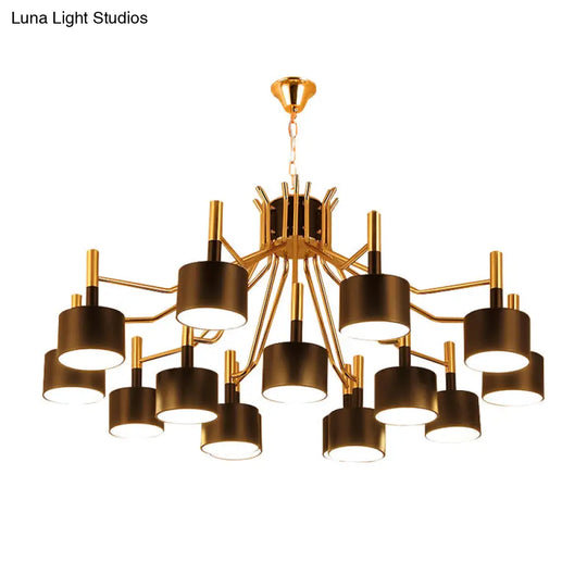 Modern Starburst Chandelier Light Metal Design With 12/15 Heads Black/White Ideal For Living Room