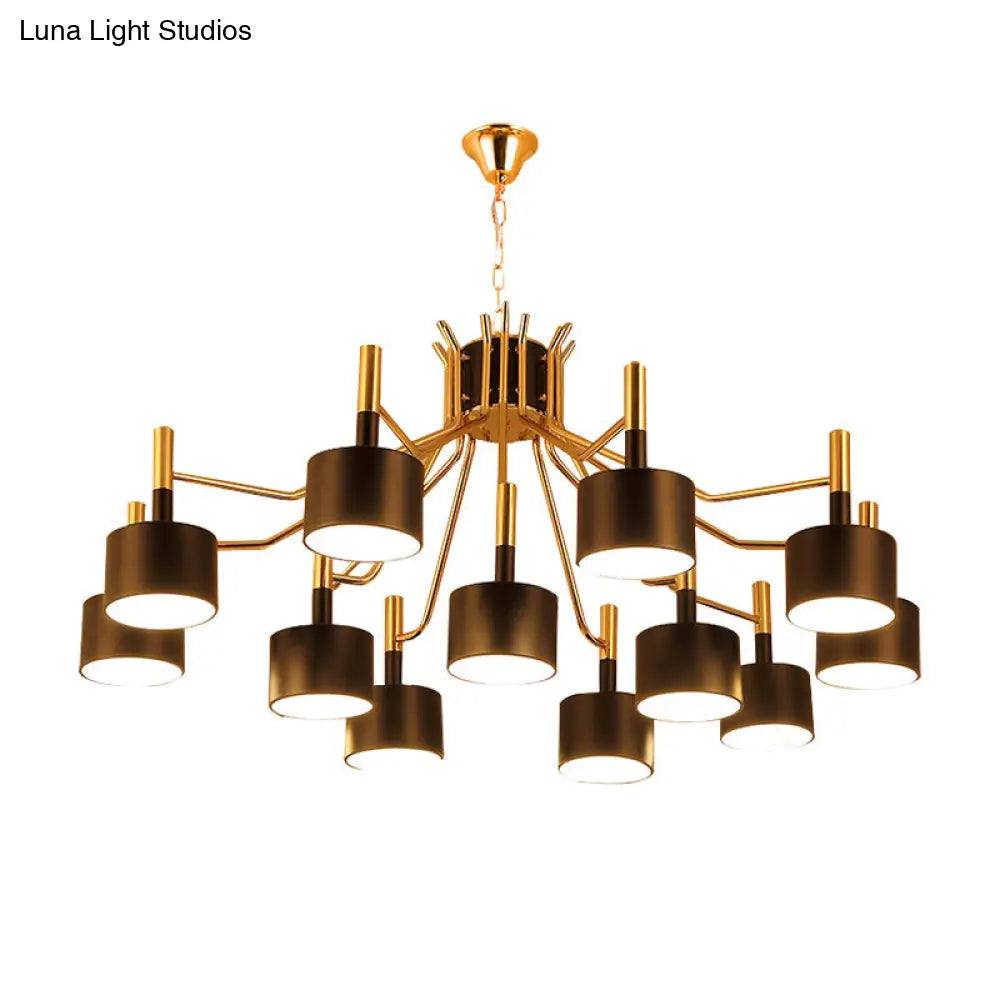 Modern Starburst Chandelier Light Metal Design With 12/15 Heads Black/White Ideal For Living Room