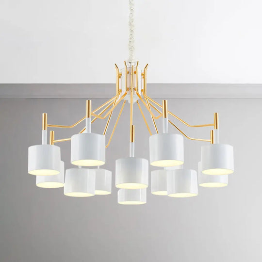 Modern Starburst Chandelier Light Metal Design With 12/15 Heads Black/White Ideal For Living Room