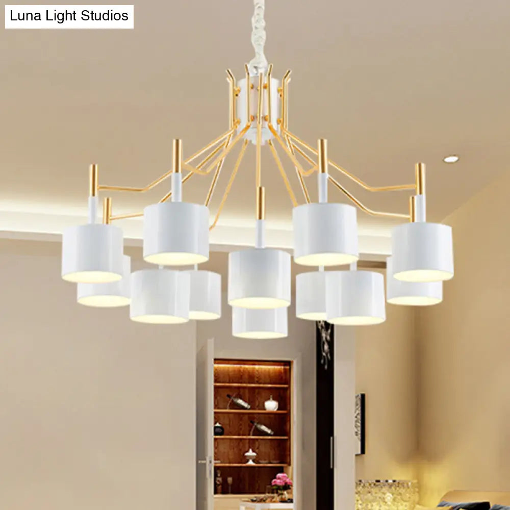 Modern Starburst Chandelier Light Metal Design With 12/15 Heads Black/White Ideal For Living Room