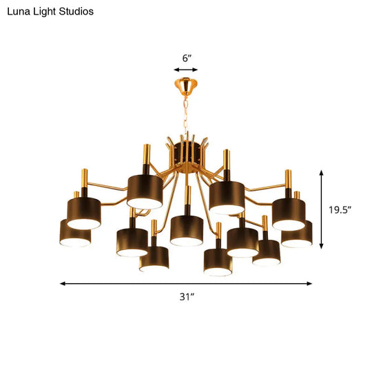 Modern Starburst Chandelier Light Metal Design With 12/15 Heads Black/White Ideal For Living Room