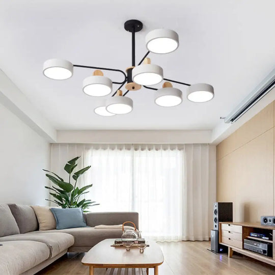 Modern Starburst Chandelier - Simplistic Metal Ceiling Lamp With Acrylic Shade For Living Room 8 /