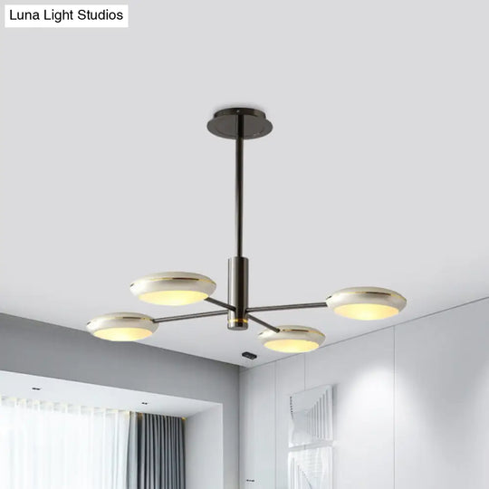 Modern Starburst Chandelier With Black/Silver Drum Shade - 3/4/5 Heads Ceiling Light For Living Room