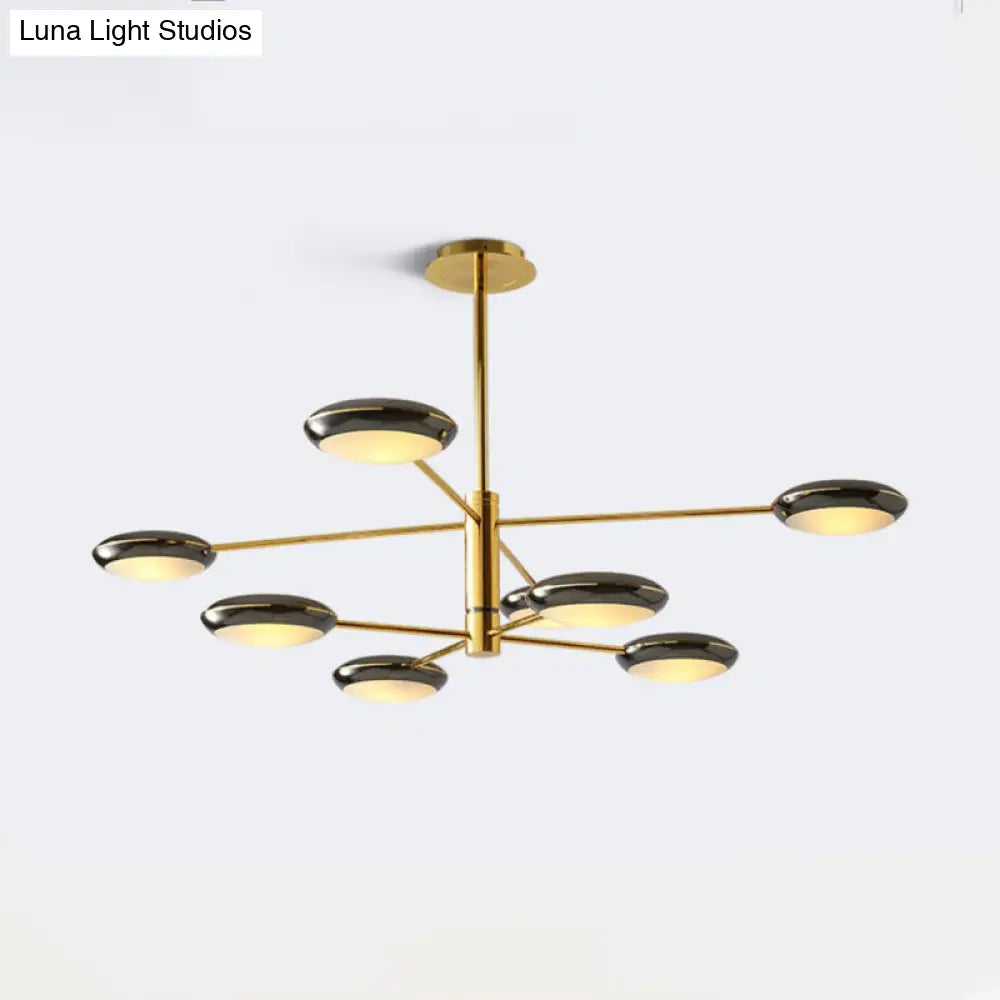 Modern Starburst Chandelier With Black/Silver Drum Shade - 3/4/5 Heads Ceiling Light For Living Room