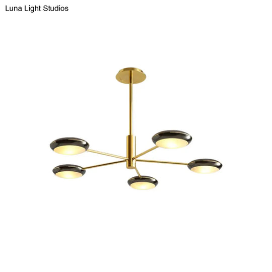 Modern Starburst Chandelier With Black/Silver Drum Shade - 3/4/5 Heads Ceiling Light For Living Room