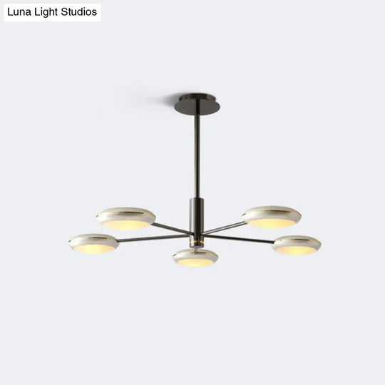 Modern Starburst Chandelier With Black/Silver Drum Shade - 3/4/5 Heads Ceiling Light For Living Room