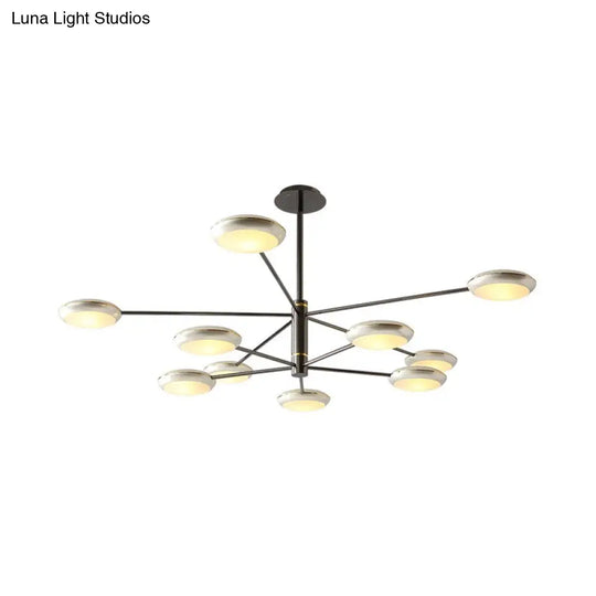 Modern Starburst Chandelier With Black/Silver Drum Shade - 3/4/5 Heads Ceiling Light For Living Room