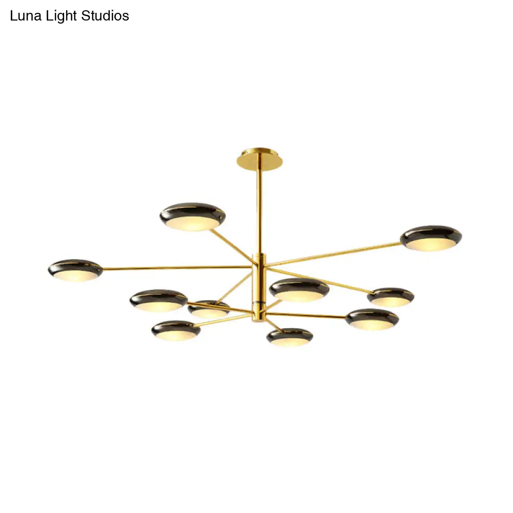 Modern Starburst Chandelier With Black/Silver Drum Shade - 3/4/5 Heads Ceiling Light For Living Room