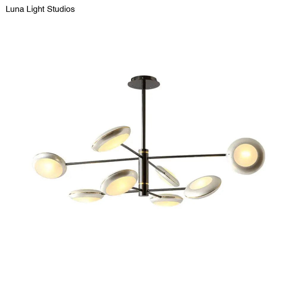 Modern Starburst Chandelier With Black/Silver Drum Shade - 3/4/5 Heads Ceiling Light For Living Room