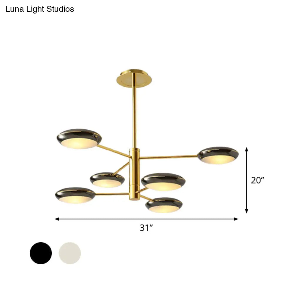 Modern Starburst Chandelier With Black/Silver Drum Shade - 3/4/5 Heads Ceiling Light For Living Room