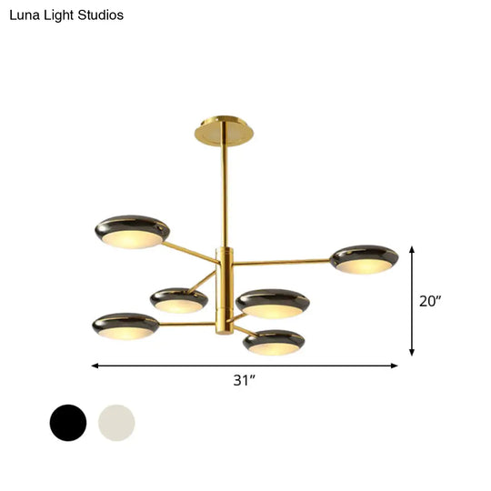 Modern Starburst Chandelier With Black/Silver Drum Shade - 3/4/5 Heads Ceiling Light For Living Room