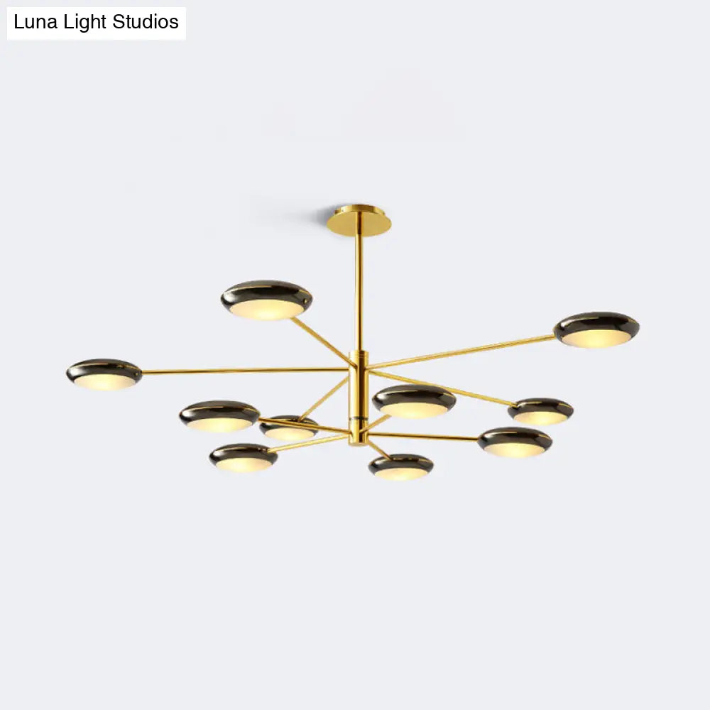 Modern Starburst Chandelier With Black/Silver Drum Shade - 3/4/5 Heads Ceiling Light For Living Room