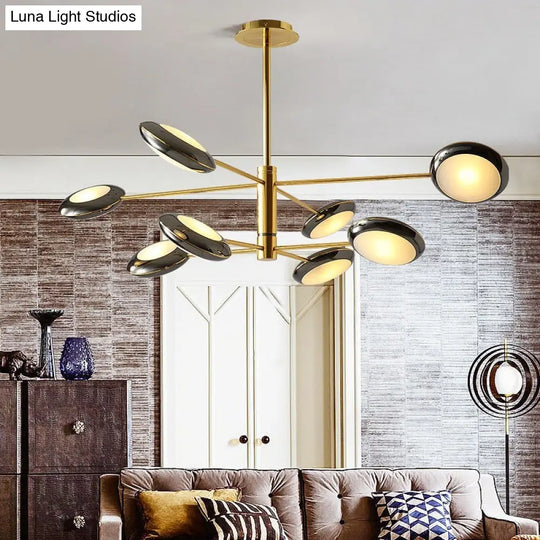 Modern Starburst Chandelier With Black/Silver Drum Shade - 3/4/5 Heads Ceiling Light For Living Room