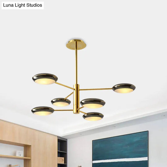 Modern Starburst Chandelier With Black/Silver Drum Shade - 3/4/5 Heads Ceiling Light For Living Room