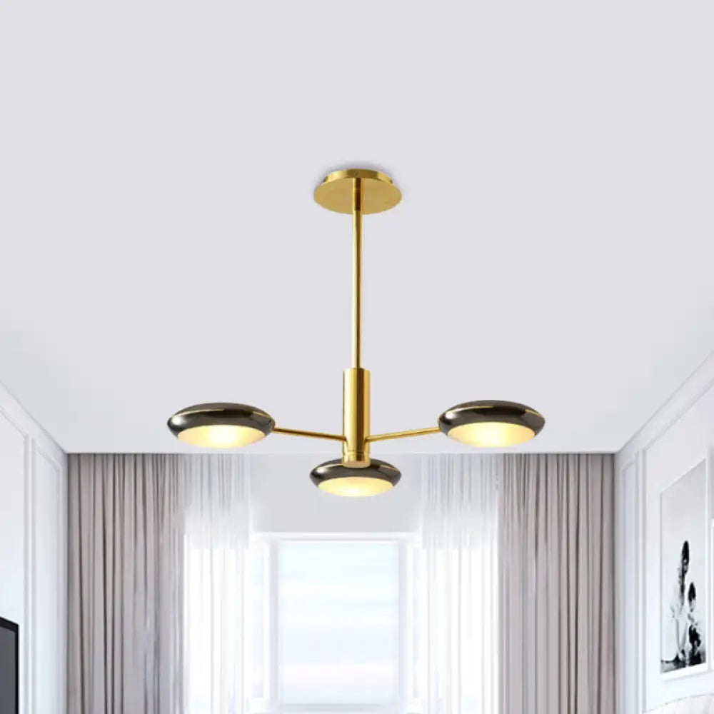 Modern Starburst Chandelier With Black/Silver Drum Shade - 3/4/5 Heads Ceiling Light For Living Room