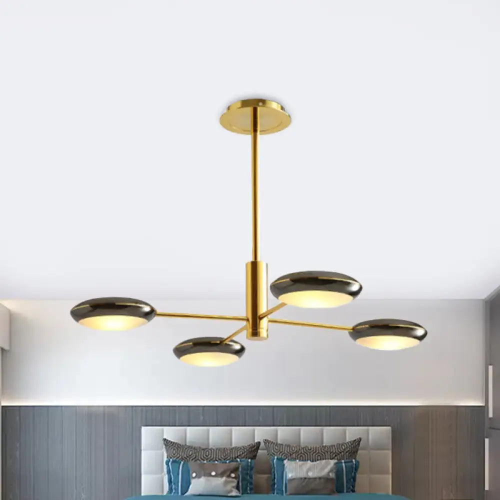 Modern Starburst Chandelier With Black/Silver Drum Shade - 3/4/5 Heads Ceiling Light For Living Room