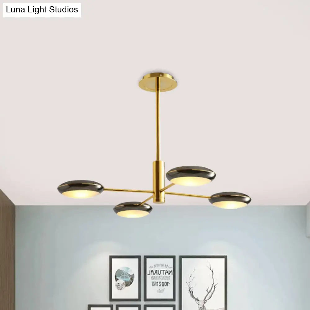 Modern Starburst Chandelier With Black/Silver Drum Shade - 3/4/5 Heads Ceiling Light For Living Room