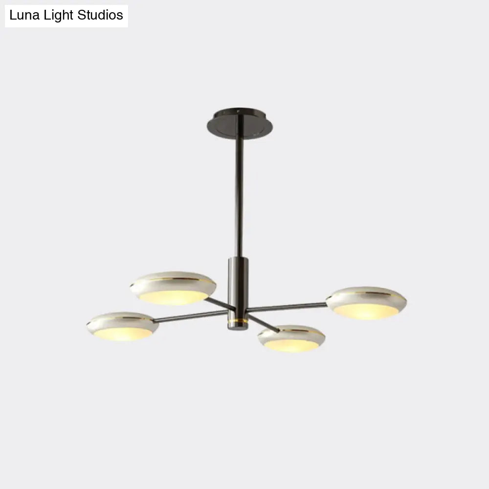 Modern Starburst Chandelier With Black/Silver Drum Shade - 3/4/5 Heads Ceiling Light For Living Room