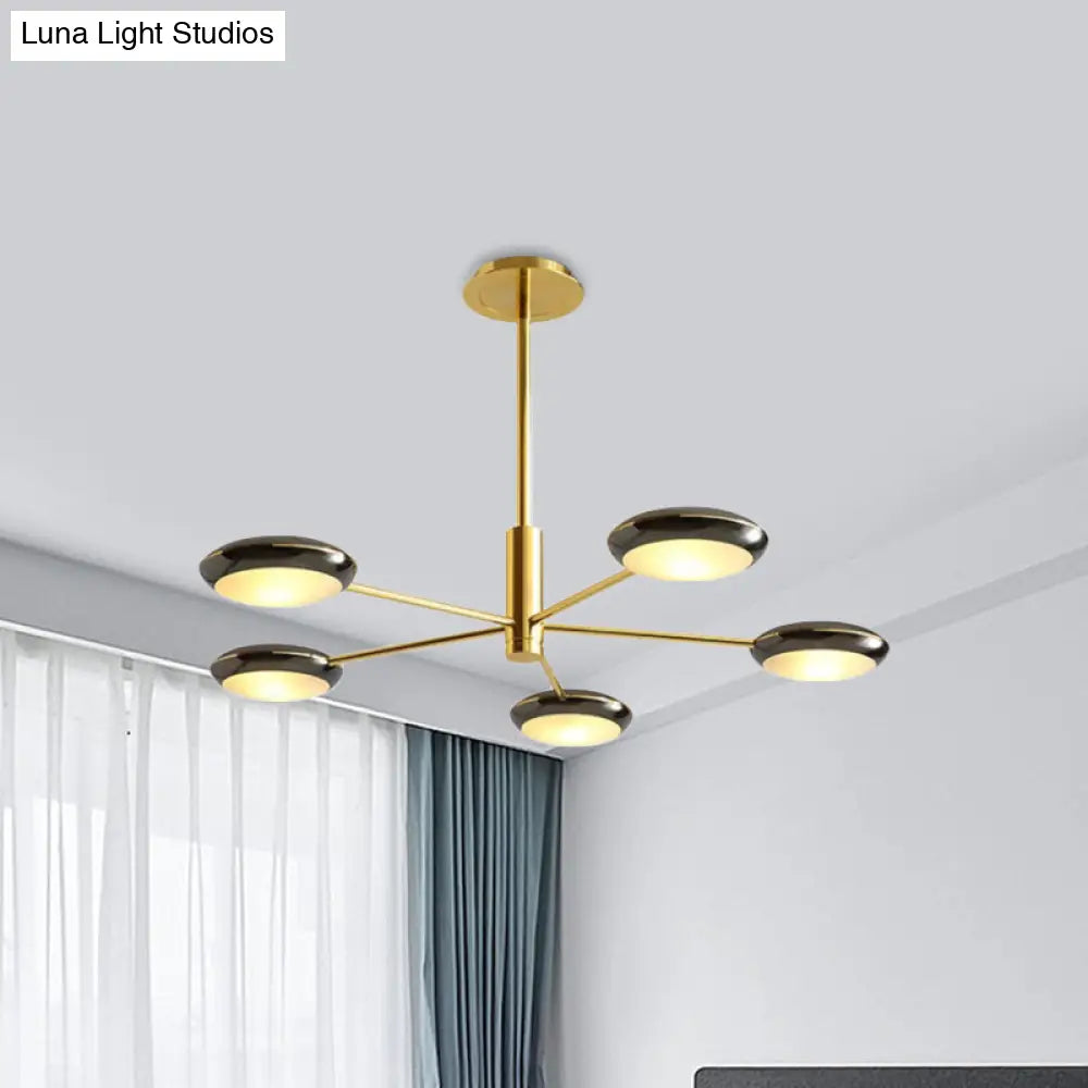 Modern Starburst Chandelier With Black/Silver Drum Shade - 3/4/5 Heads Ceiling Light For Living Room