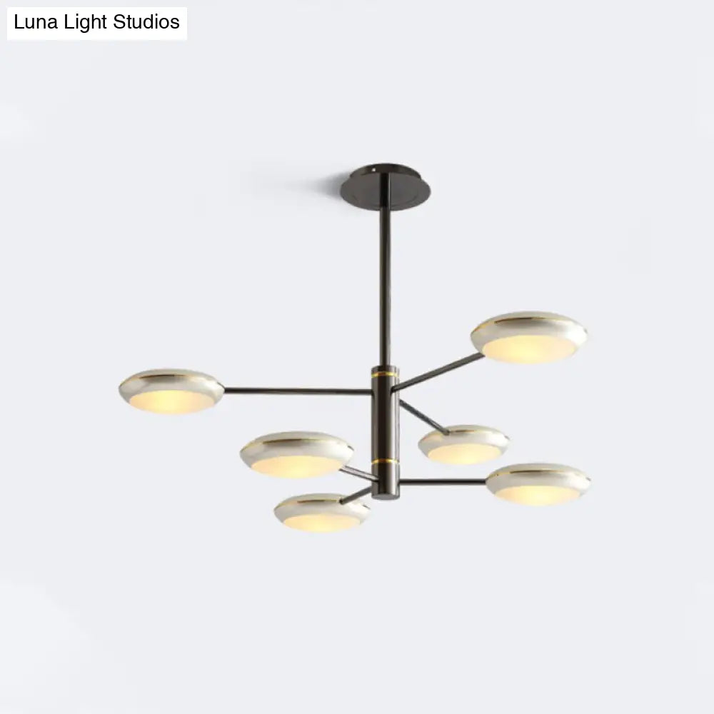 Modern Starburst Chandelier With Black/Silver Drum Shade - 3/4/5 Heads Ceiling Light For Living Room