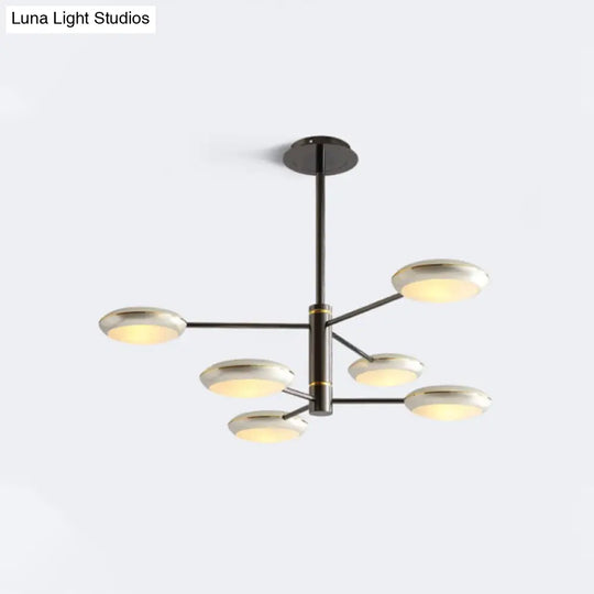 Modern Starburst Chandelier With Black/Silver Drum Shade - 3/4/5 Heads Ceiling Light For Living Room