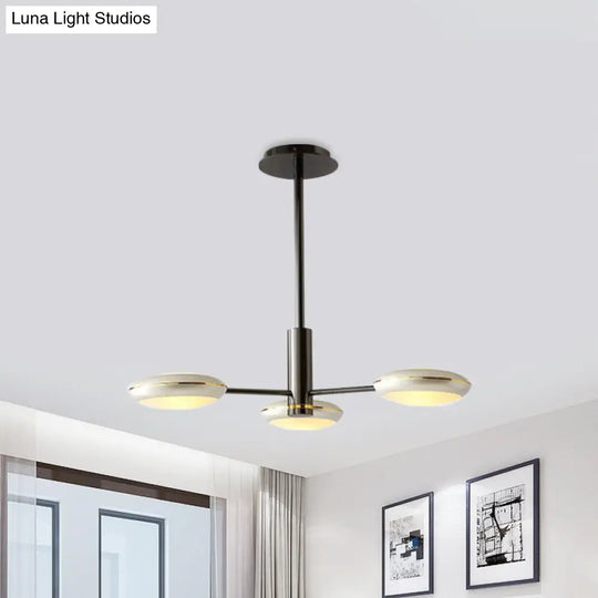 Modern Starburst Chandelier With Black/Silver Drum Shade - 3/4/5 Heads Ceiling Light For Living Room