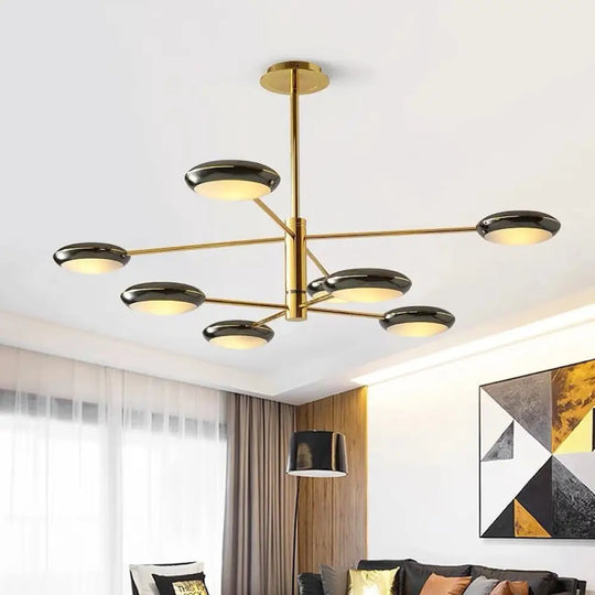 Modern Starburst Chandelier With Black/Silver Drum Shade - 3/4/5 Heads Ceiling Light For Living Room