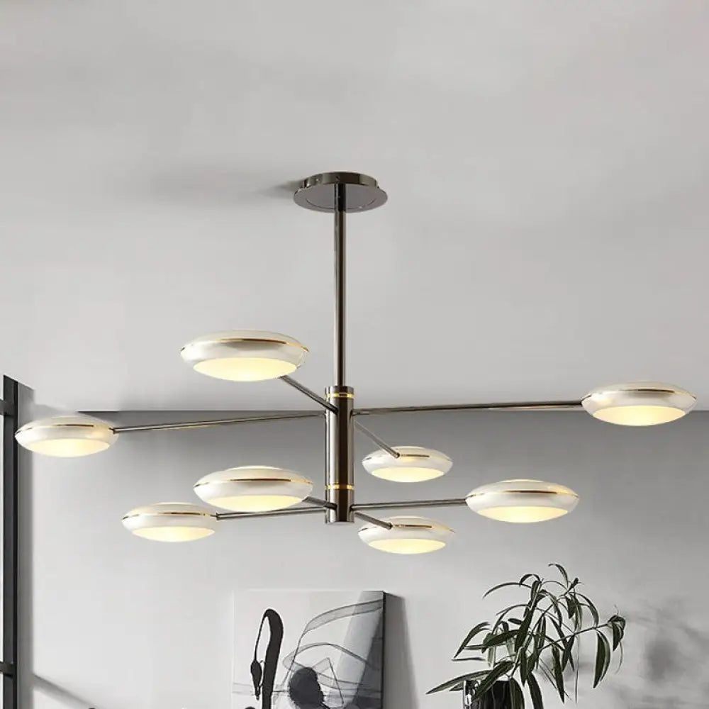 Modern Starburst Chandelier With Black/Silver Drum Shade - 3/4/5 Heads Ceiling Light For Living Room