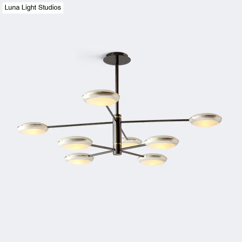 Modern Starburst Chandelier With Black/Silver Drum Shade - 3/4/5 Heads Ceiling Light For Living Room