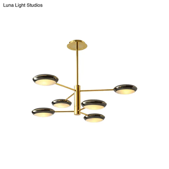 Modern Starburst Chandelier With Black/Silver Drum Shade - 3/4/5 Heads Ceiling Light For Living Room