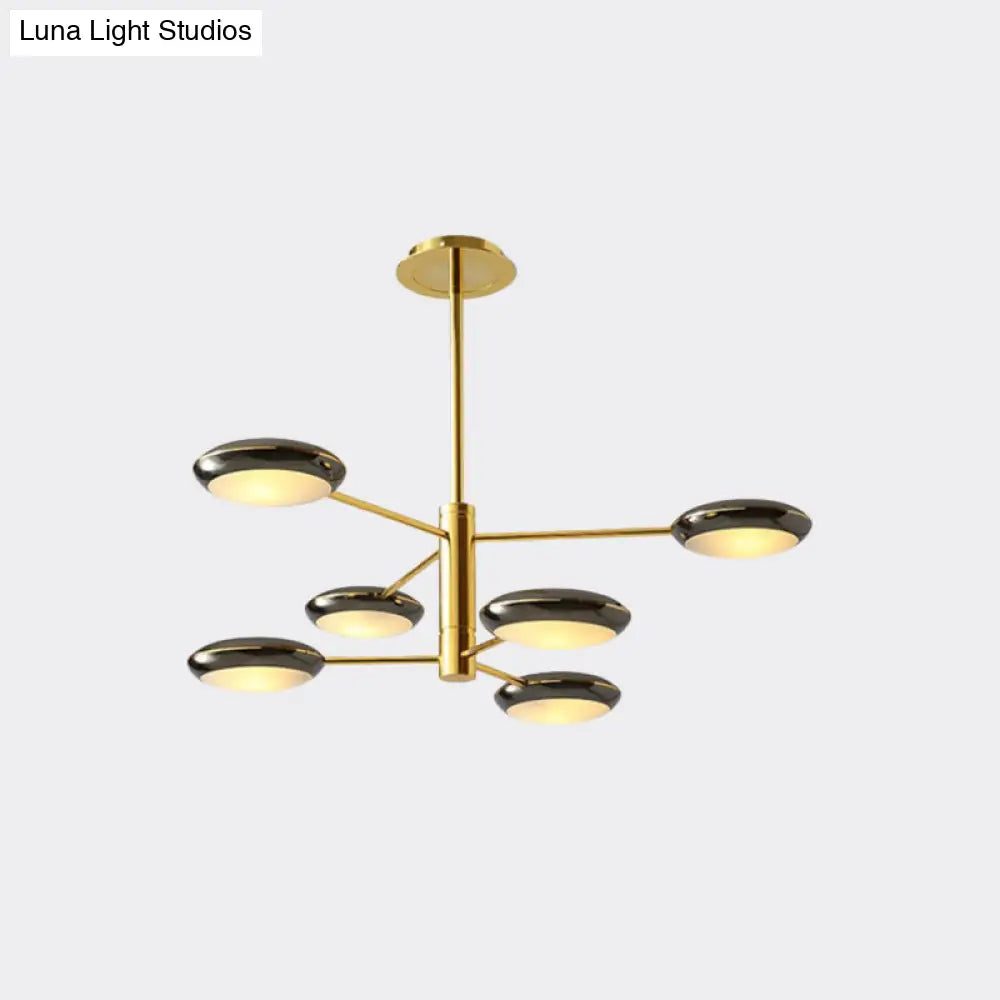 Modern Starburst Chandelier With Black/Silver Drum Shade - 3/4/5 Heads Ceiling Light For Living Room