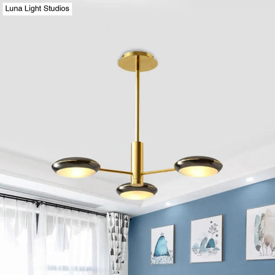 Modern Starburst Chandelier With Black/Silver Drum Shade - 3/4/5 Heads Ceiling Light For Living Room