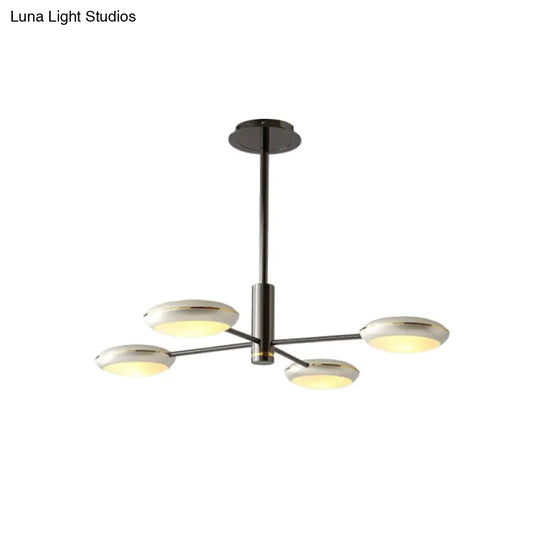 Modern Starburst Chandelier With Black/Silver Drum Shade - 3/4/5 Heads Ceiling Light For Living Room