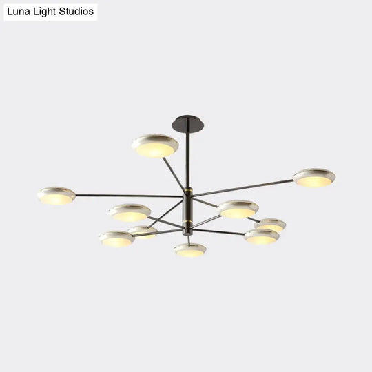 Modern Starburst Chandelier With Black/Silver Drum Shade - 3/4/5 Heads Ceiling Light For Living Room