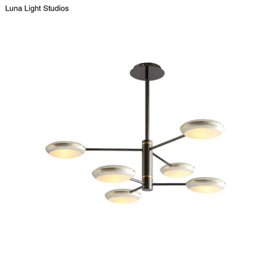 Modern Starburst Chandelier With Black/Silver Drum Shade - 3/4/5 Heads Ceiling Light For Living Room